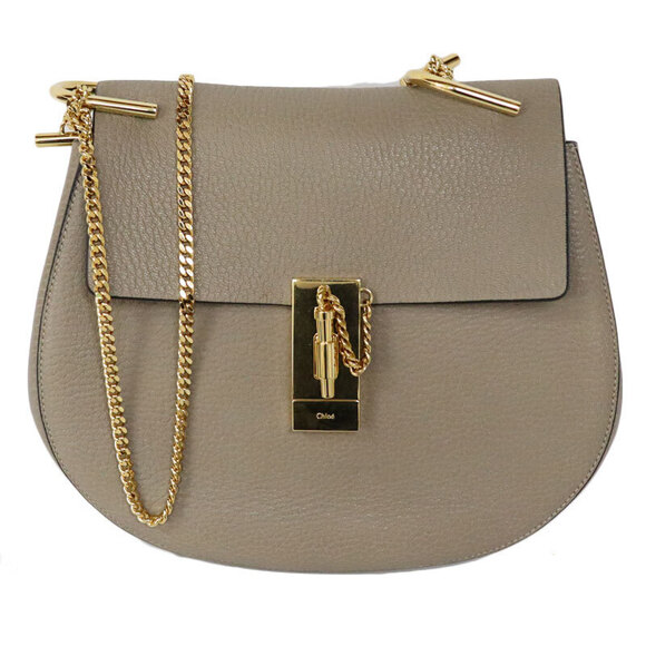 Chloe Handbags - Chloe Drew Shoulder Bag Crossbody Greige Gray Chain Strap Leather